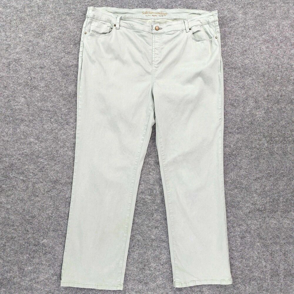 Soft Surroundings Pants Womens 2X Mint Green Straight Leg Stretch Casual Comfort